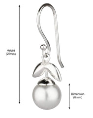 925  Sterling Silver Pearl Earrings with Classy leaf Design