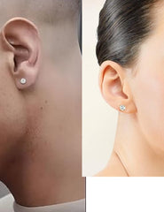 18k Gold Plated 925 Sterling Silver pair of Round 4mm Single White Cz Unisex Stud Earrings