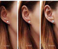 18k Gold Plated 925 Sterling Silver pair of Round 8mm Single Stone White CZ Unisex Stud Earrings