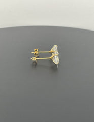 18k Gold Plated 925 Sterling Silver pair of Round 9mm Single Stone White CZ Unisex Stud Earrings