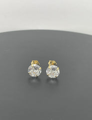 18k Gold Plated 925 Sterling Silver pair of Round 10mm Single Stone White CZ Unisex Stud Earrings