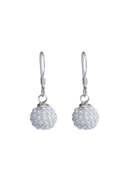 Designer Round Micro Pearl Ball with 92.5 Sterling Silver Ear Wire