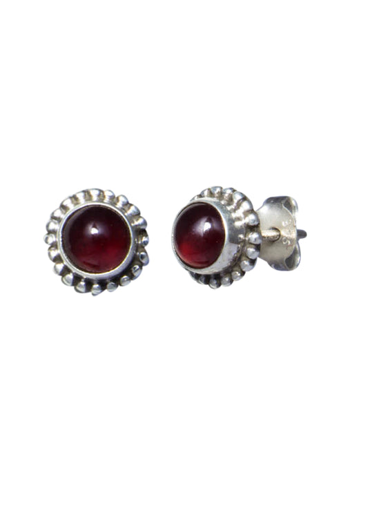 Beautiful Round Shape Carnelian Studs in 92.5 Sterling Silver