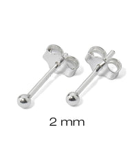 925 Sterling Silver Piercing 2 mm Hollow Ball Stud Unisex Earrings
