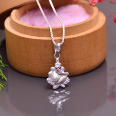 92.5 Sterling Silver Ganesh Pendant with CZ Stones
