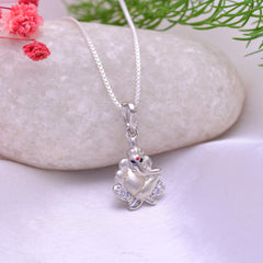 92.5 Sterling Silver Ganesh Pendant with CZ Stones