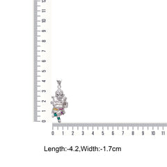 Standing Ganesh Sterling Silver Pendant with CZ Stones and Enamel