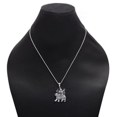 Maa Sherawali 92.5 Sterling Silver Religious Pendant With 18 inch 925 Silver Chain