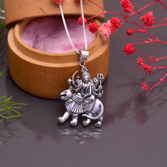Maa Sherawali 92.5 Sterling Silver Religious Pendant With 18 inch 925 Silver Chain