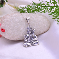 925 Sterling Silver Sitting Hanuman Pendant Without Chain