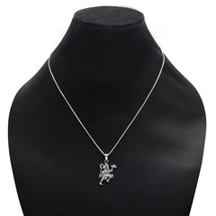 Flying Hanumanji Oxidized 92.5 Sterling Silver Religious Pendant with 18 inch Chain
