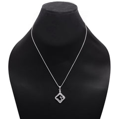 OM 92.5 Sterling Silver Unisex Religious Pendant with Cz Stones and 18 inch Chain