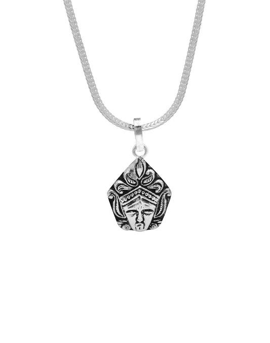 92.5 Silver Maa Kali Pendant with 18 inch Chain