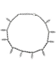 Leafy Single Anklet in Silver Alloy for Girls and Women