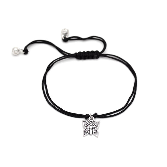 Trendy Butterfly Anklet with Black Thread