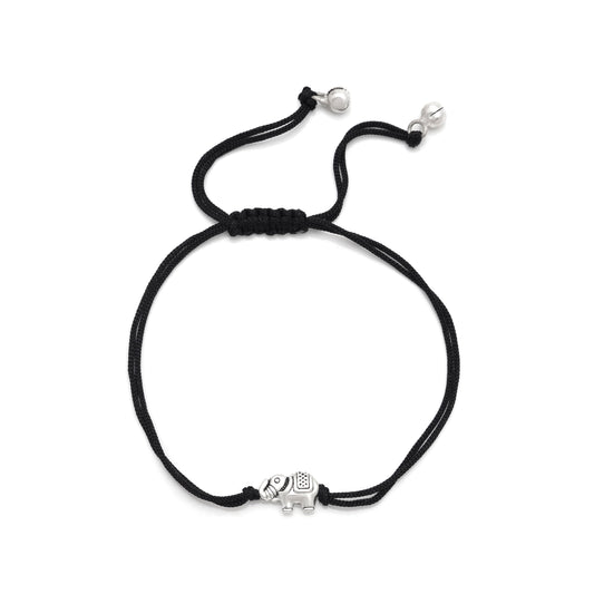 Trendy Elephant Anklet with Adjustable Black Thread