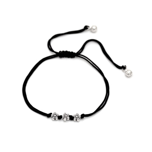 Designer Flower Anklet with Adjustable Black Thread