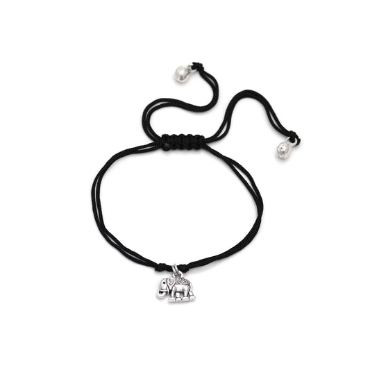 Trendy Hanging Elephant Anklet with Adjustable Black Thread