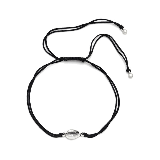 Trendy Shell Anklet with Adjustable Black Thread