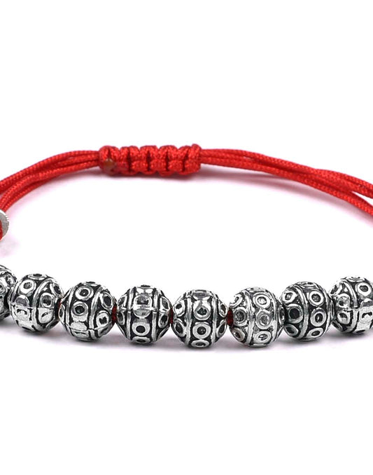 Handmade Beaded Silver Alloy Bracelet