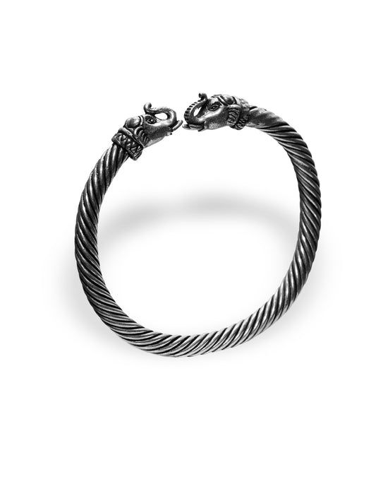 Handmade Elephant Kada Silver Alloy for women