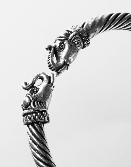 Handmade Elephant Kada Silver Alloy for women