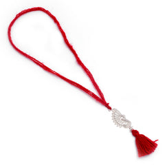 Silver Alloy Peacock Thread Loomba Rakhi for Bhabhi
