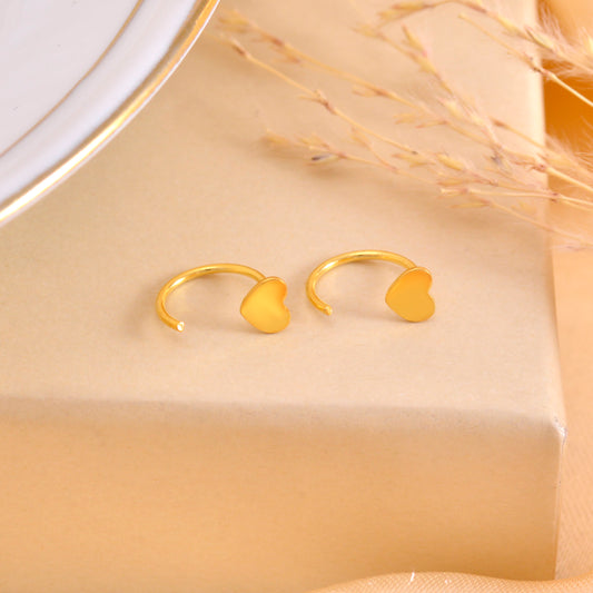 Heart Gold Plated 92.5 Sterling Silver Adjustable Hoops Earrings