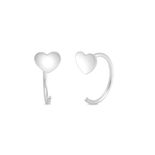 Heart 92.5 Sterling Silver Adjustable Hoops Earrings