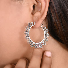 Pure 92.5 Sterling Silver Designer Hoops Earrings