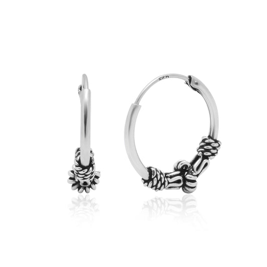Pure 92.5 Sterling Silver Oxidized Hoops Earrings