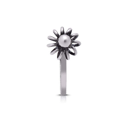 Flower Light Weighted Clip on Nose Pin in 92.5 Silver