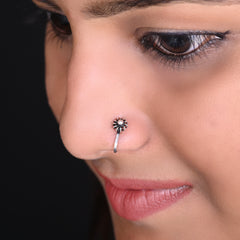 Flower Light Weighted Clip on Nose Pin in 92.5 Silver