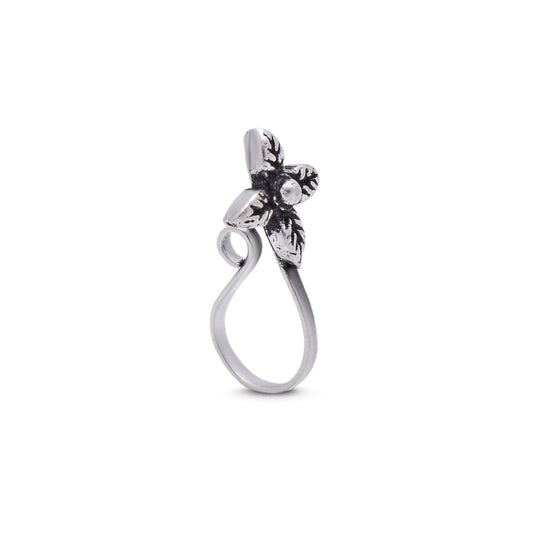 Flower Light Weighted Clip on Nose Pin in 92.5 Silver