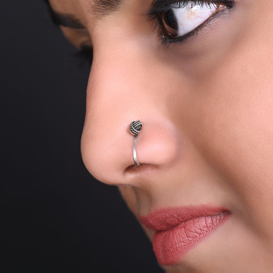 Knot Shape Clip on Nose Pin in 92.5 Silver