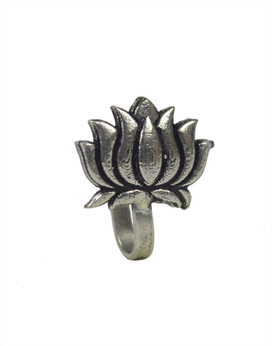 Lotus Clip On Press On Nose Pin in Silver Alloy