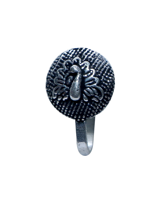 Designer Clip On Press On Nose Pin in Silver Alloy