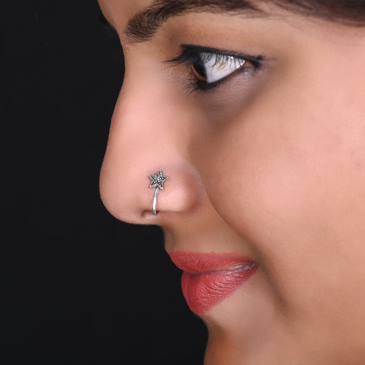 Star Clip on Nose Pin in 92.5 Silver