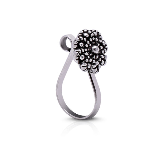 Flower Clip on Nose Pin in 92.5 Silver