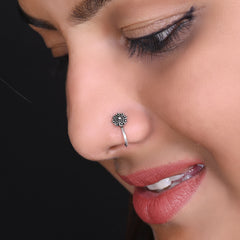 Flower Clip on Nose Pin in 92.5 Silver