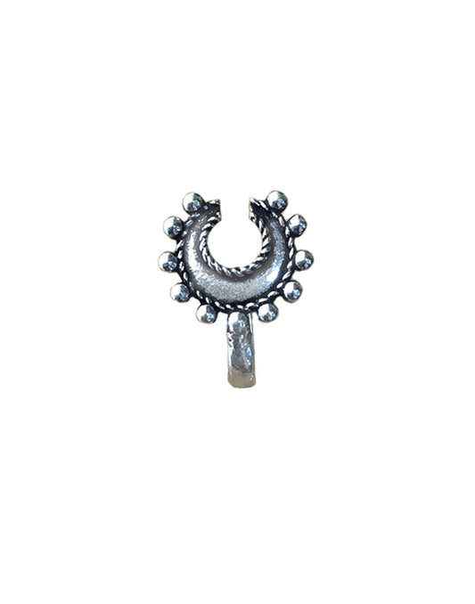 Horse Shoe Look Clip On Press On Nose Pin in Silver Alloy