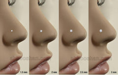 Dot Size Tiny Round 2 MM White CZ Nose Pin with wire in 92.5 Silver