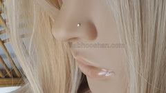 Dot Size Tiny Round 2 MM White CZ Nose Pin with wire in 92.5 Silver