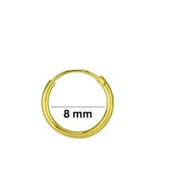 92.5 Sterling Silver 8 mm Gold Plated Nose Ring Hoops Bali