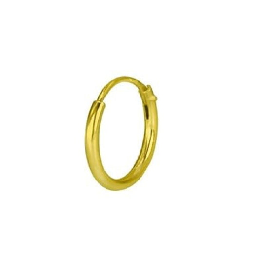 92.5 Sterling Silver 10 mm Gold Plated Nose Ring Hoops Bali