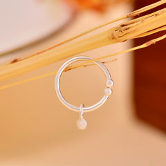92.5 Sterling Silver Clip On Gold Plated Nose Ring with Hanging Ball