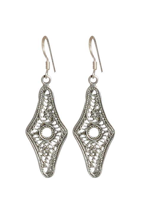 Oxidized 925 Sterling Silver Handmade Dangler Hanging Earrings