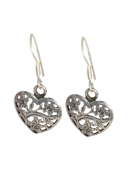 Oxidized 92.5 Purity Sterling Silver Jali Work Dangler Earrings