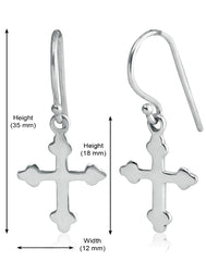 Beautiful and Delicate Unisex Pure 92.5 Sterling Silver Cross Hanging Earrings