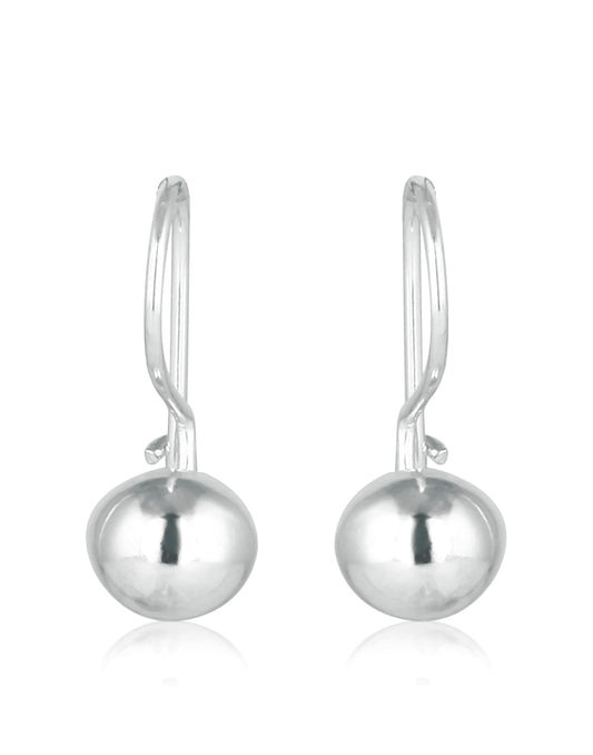 Dainty pair of Hollow Silver Ball with Shepherd's Hook 92.5 Sterling Silver Earrings
